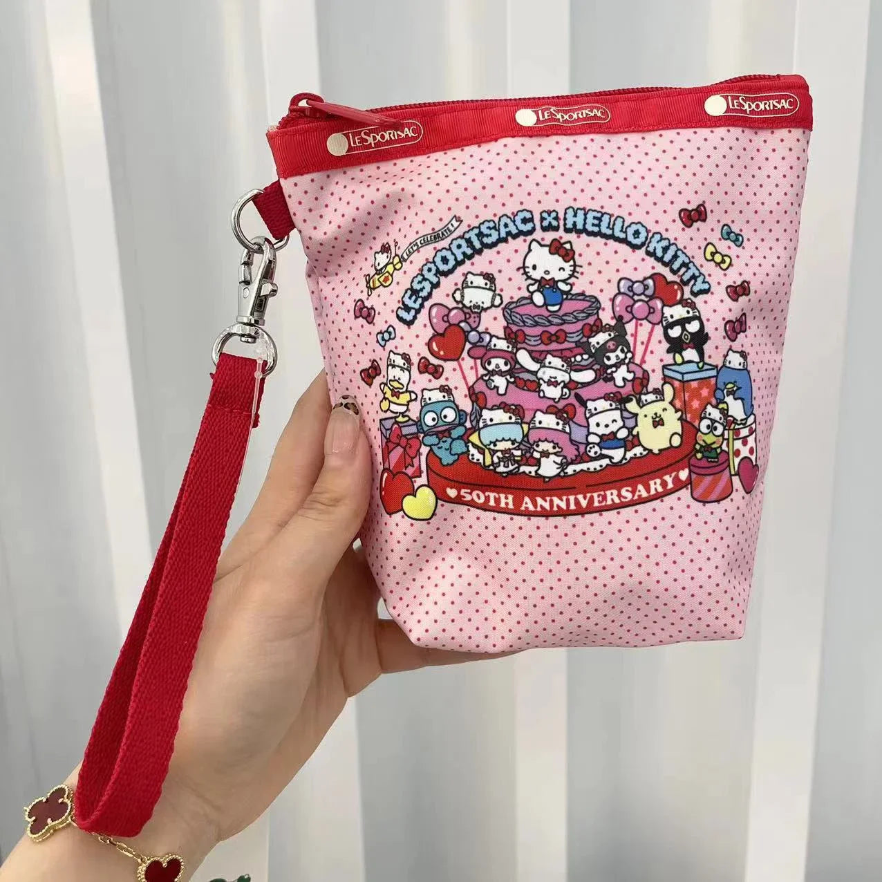 Popular Cute Anime Cartoon Hello Kitty Series Large Capacity Handheld Makeup Bags Stationery Bag Wallet Romantic Birthday Gifts