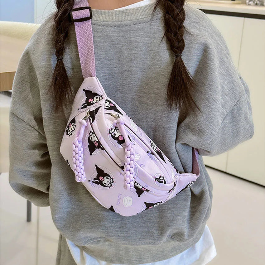 Kuromi Chest Bag Cinnamoroll Crossbody Shoulder Bag Waist Storage Pouch My Melody Hello Kitty Coin Purse Kid Girl Gift