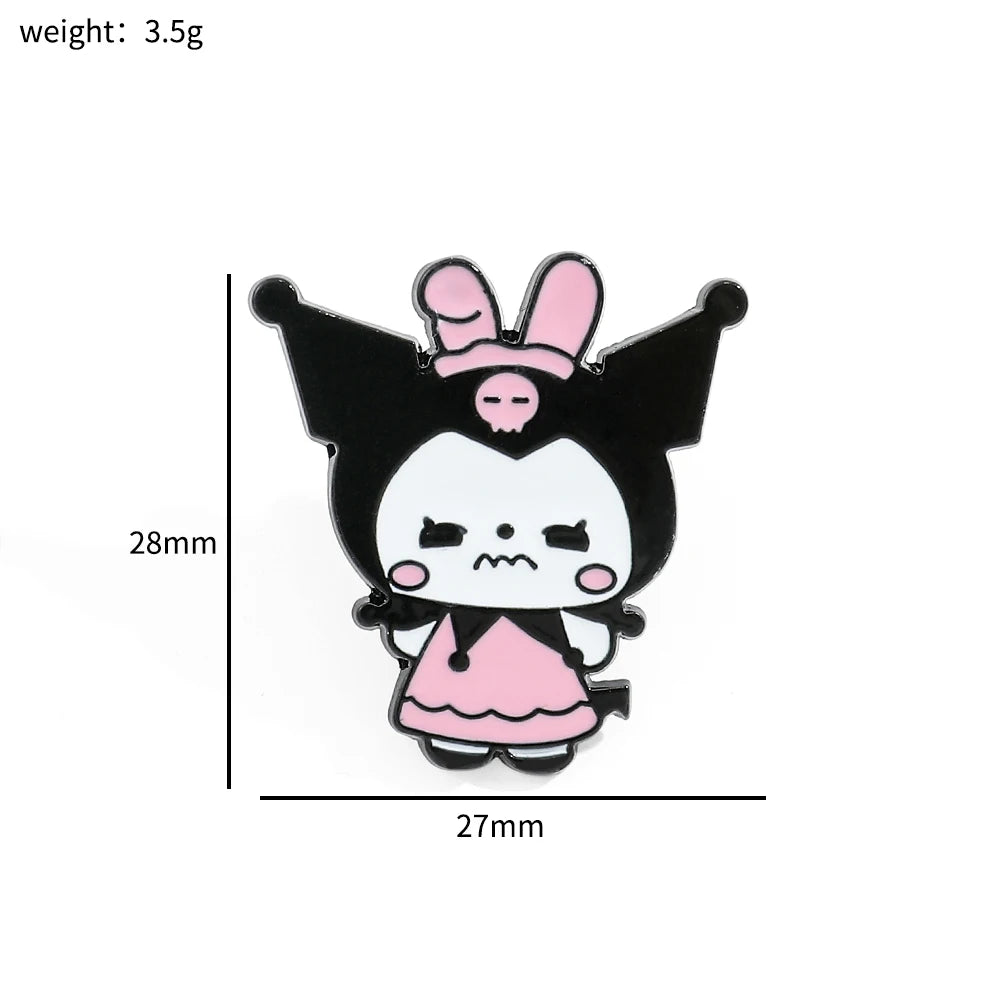 8 PCS Animal Hello Kitty Brooch Angry Princess Melody Lapel Pin Fashion Cinnamon Metal Badge Backpack Clothing Jewelry