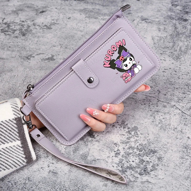 Hello Kitty Kuromi Women Wallets PU Leather Female Purse Multi-Cards Holder Coin Foldable Wallet Zipper Billfold Hipster Credit