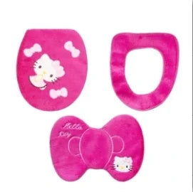 Anime Hello Kitty Toilet Seat Cushion Three Pieces Set Restrooms Universal Winter Household Plush Toilet Seat Cover gift