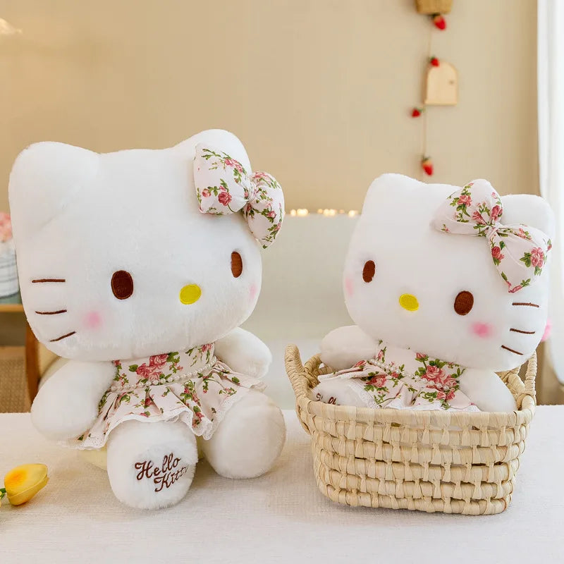 Plush Toys Hello Kitty Cat Cartoon Cute Pillow Girlfriend Gift Flower Dress Children's Birthday Gift Decoration Doll