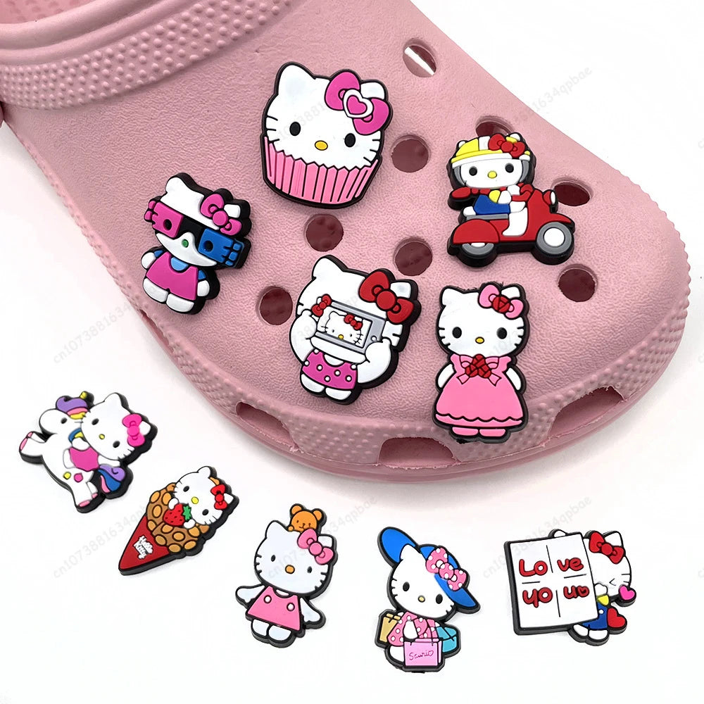 Shoe Charms Accessories 10Pcs Kuromi My Melody Charm Shoe Decration DIY Adult and Kid Sandals Shoe Accessories