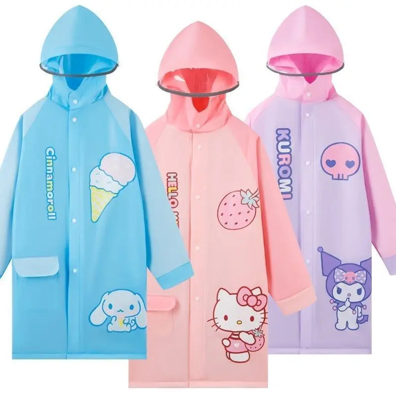 Creative Hello Kitty My melody Kuromi Cinnamoroll children's raincoat rainproof big children waterproof full-body poncho