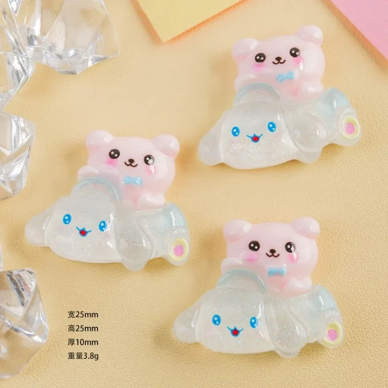 Cartoon anime Sanrio transparent glitter resin accessories handmade DIY hair clips phone cases shoe buckles jewelry materials