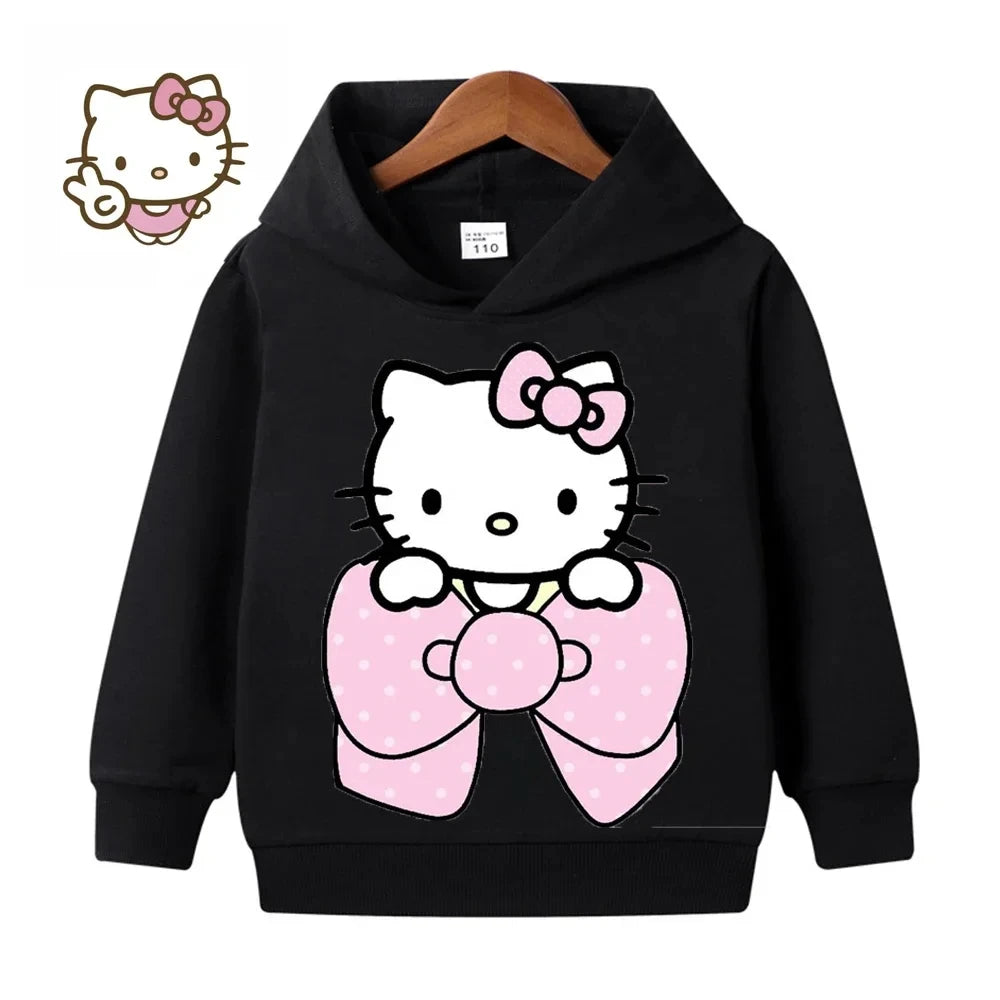 Kawaii Hello Kitty Hoodie Kids Clothes Girls Clothing Fashion Baby Boys Clothes Autumn Warm Sweatshirt Children Tops