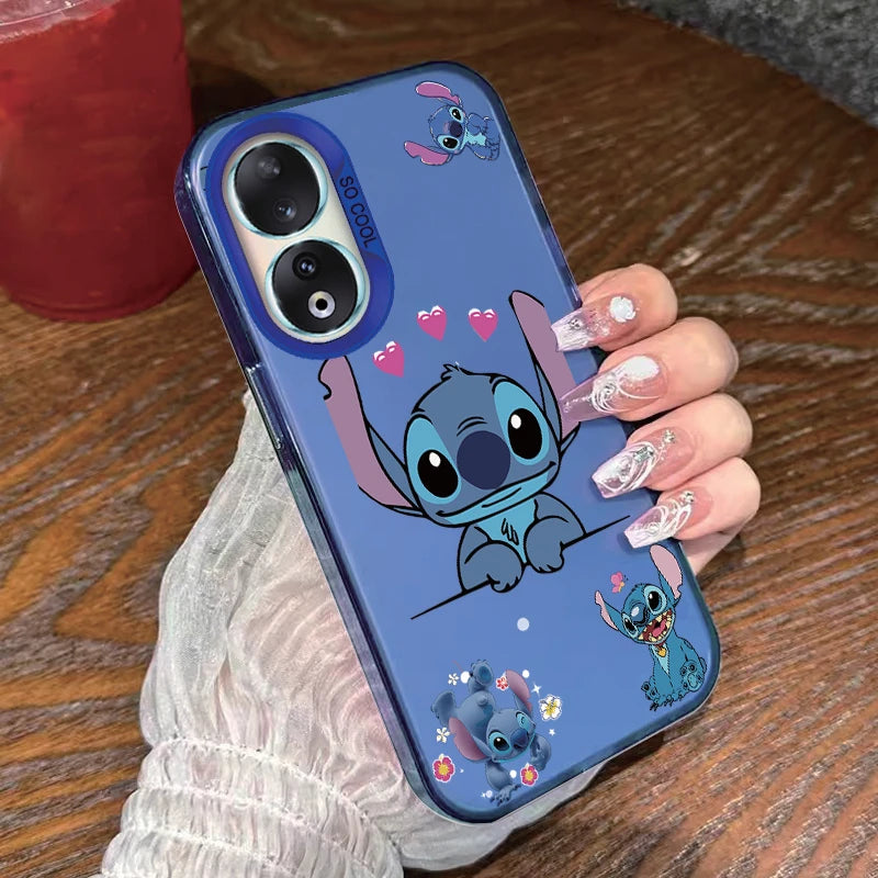 For Honor 90 Phone Case Lilo Stitch Big Eye Cute Cartoon Lovely Cover Matte Laser Coque For Honor 90 Fundas Honor90 Bumper