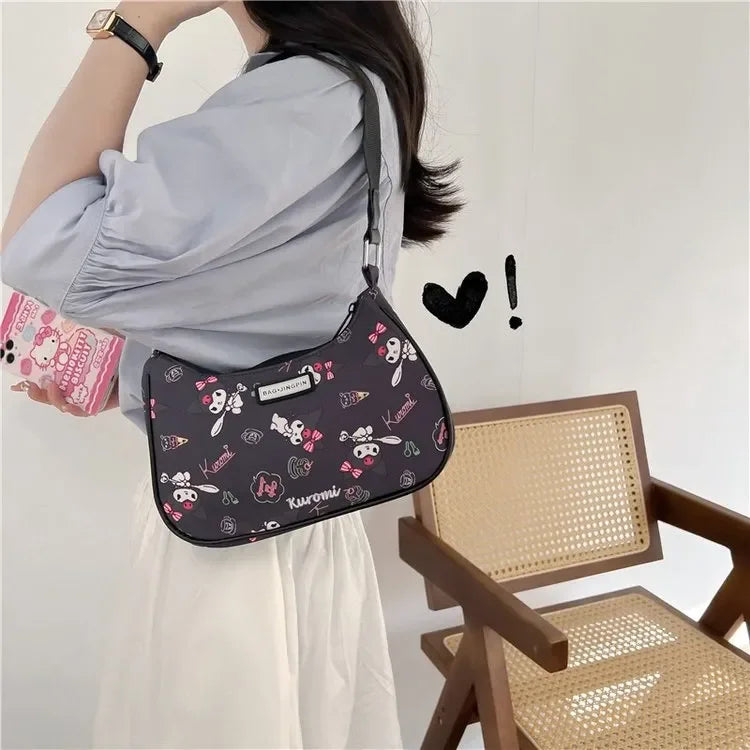 Hello Kitty Underarm Bag for Women Y2K Sanrio Kuromi Mymelody Messenger Tote Bag Cute Girls Shoulder Bag Purses Handbag