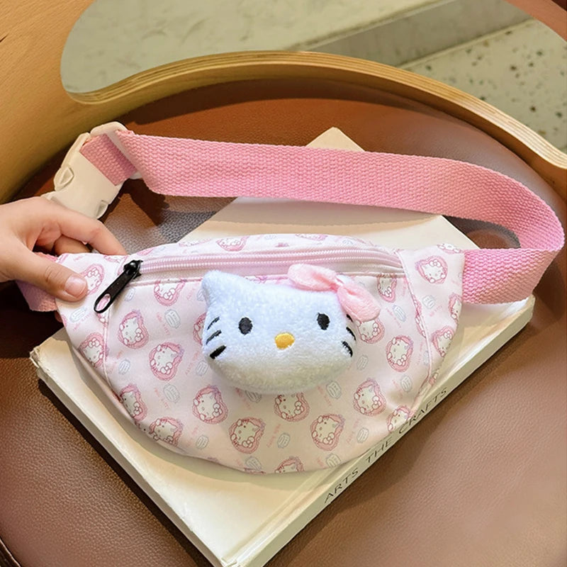 Kawaii Cinnamoroll Chest Backpack Hello Kitty Kuromi Messenger Bag My Melody Waist Pack Mobile Phone Bag Purses Kid Gift