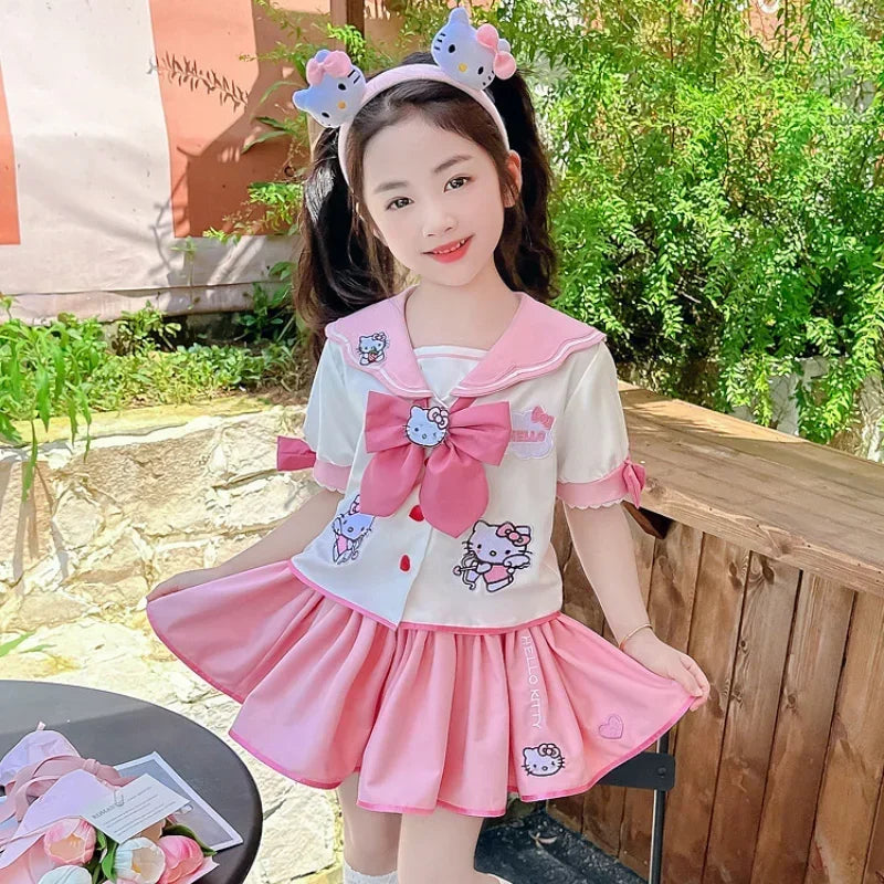 HelloKitty Children's CosPlay Academy Style Pleated Skirt Girl Princess Clothes Children's JK Uniform Birthday Gift