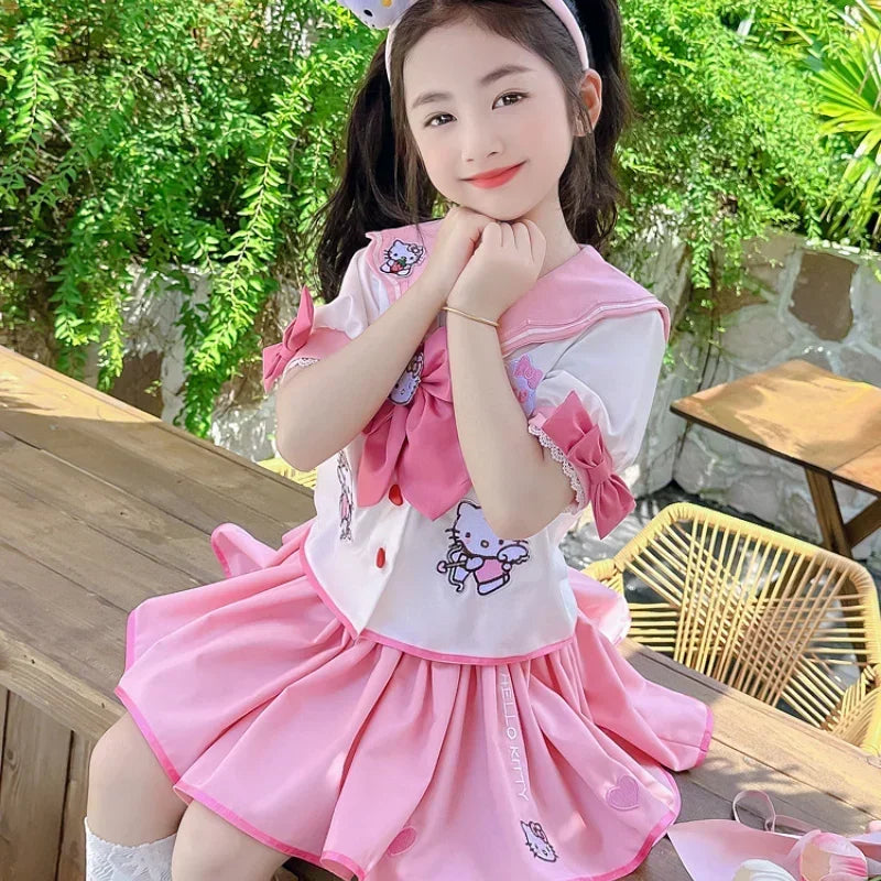 HelloKitty Children's CosPlay Academy Style Pleated Skirt Girl Princess Clothes Children's JK Uniform Birthday Gift