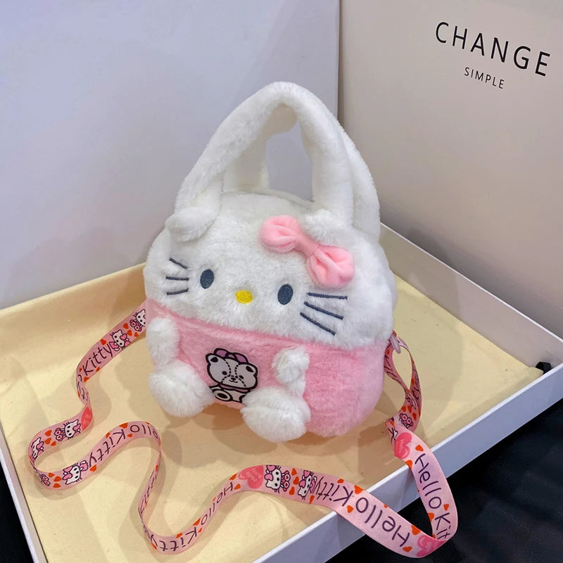 Kawaii Kuromi Cinnamoroll Hello Kitty Soft Plush Shoulder Bag Cartoon My Melody Pompom Purin Pochacco Tote Crossbody Bags  Women