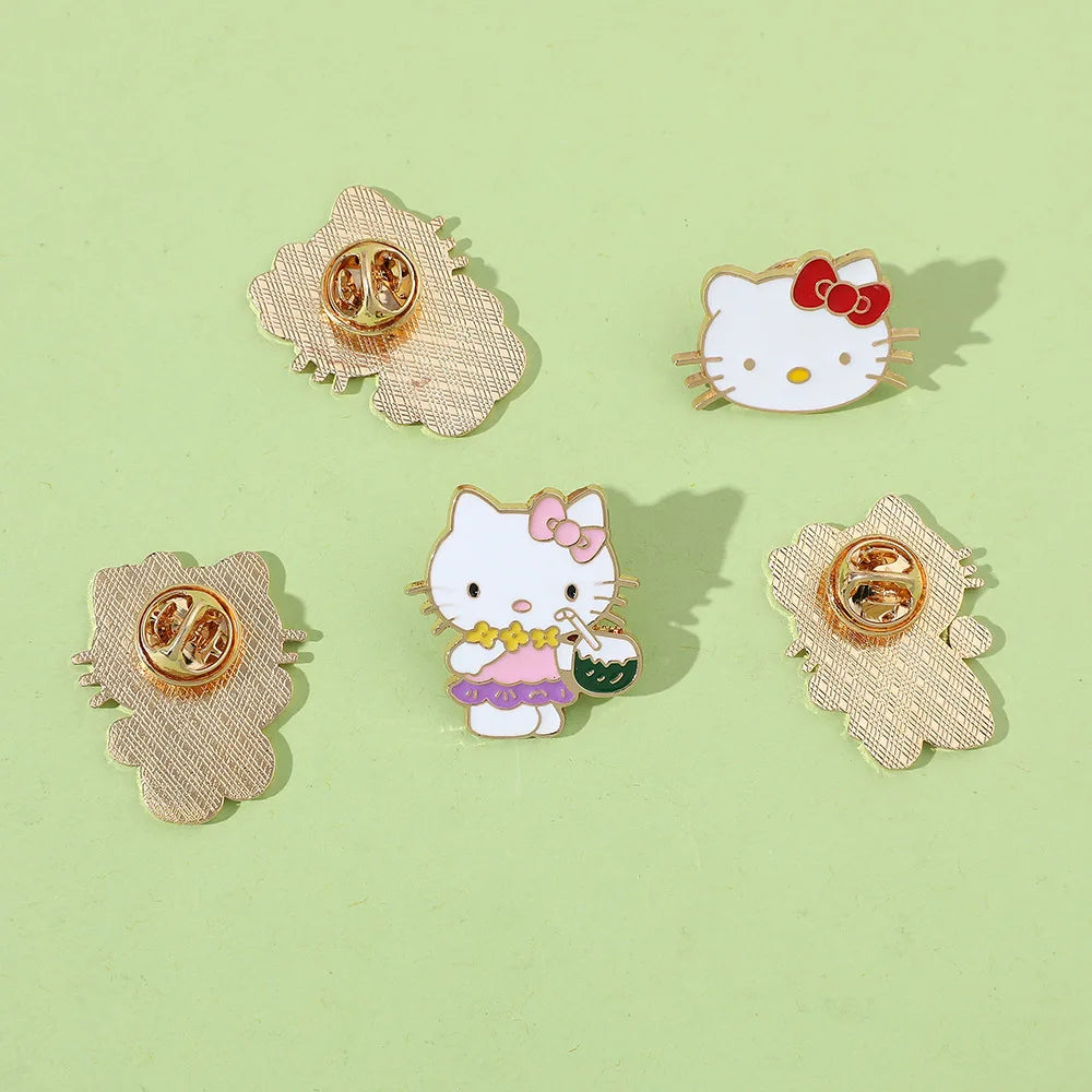 Hello Kitty Cute Kit Cat Lapel Pins for Backpacks Brooches for Women Enamel Pin Gift Fashion Jewelry Accessories