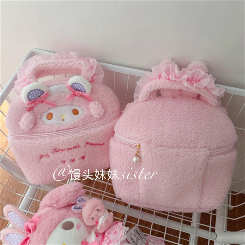 My Melody Cosmetic Case Lovely Cute Anime My Sweet Piano Handbag Storage Bag Japanese Style Kawaii Plush Bag Gifts Girl