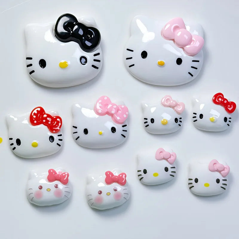 hello kitty cartoon cute bow cat resin diy jewelry mobile phone protective cover handmade patch material animation doll children