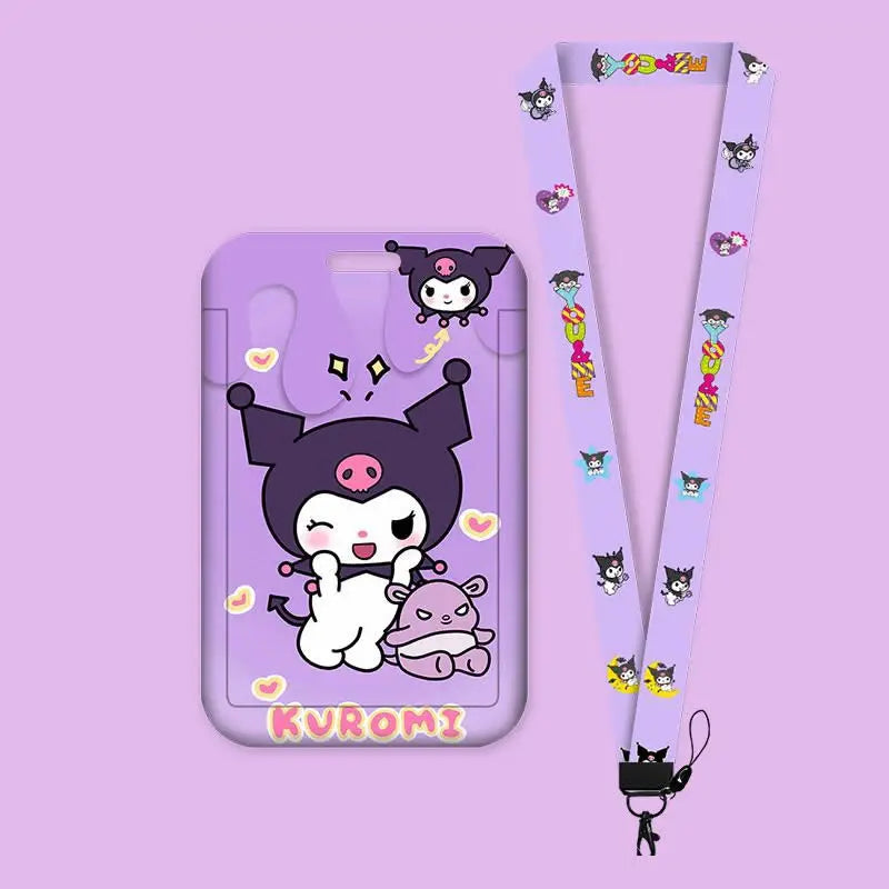 Cartoon Lanyard Card Sleeve kawaii Hello Kitty Kuromi My Melody ID Card Bus And Subway Access Work Permit Card Sleeve