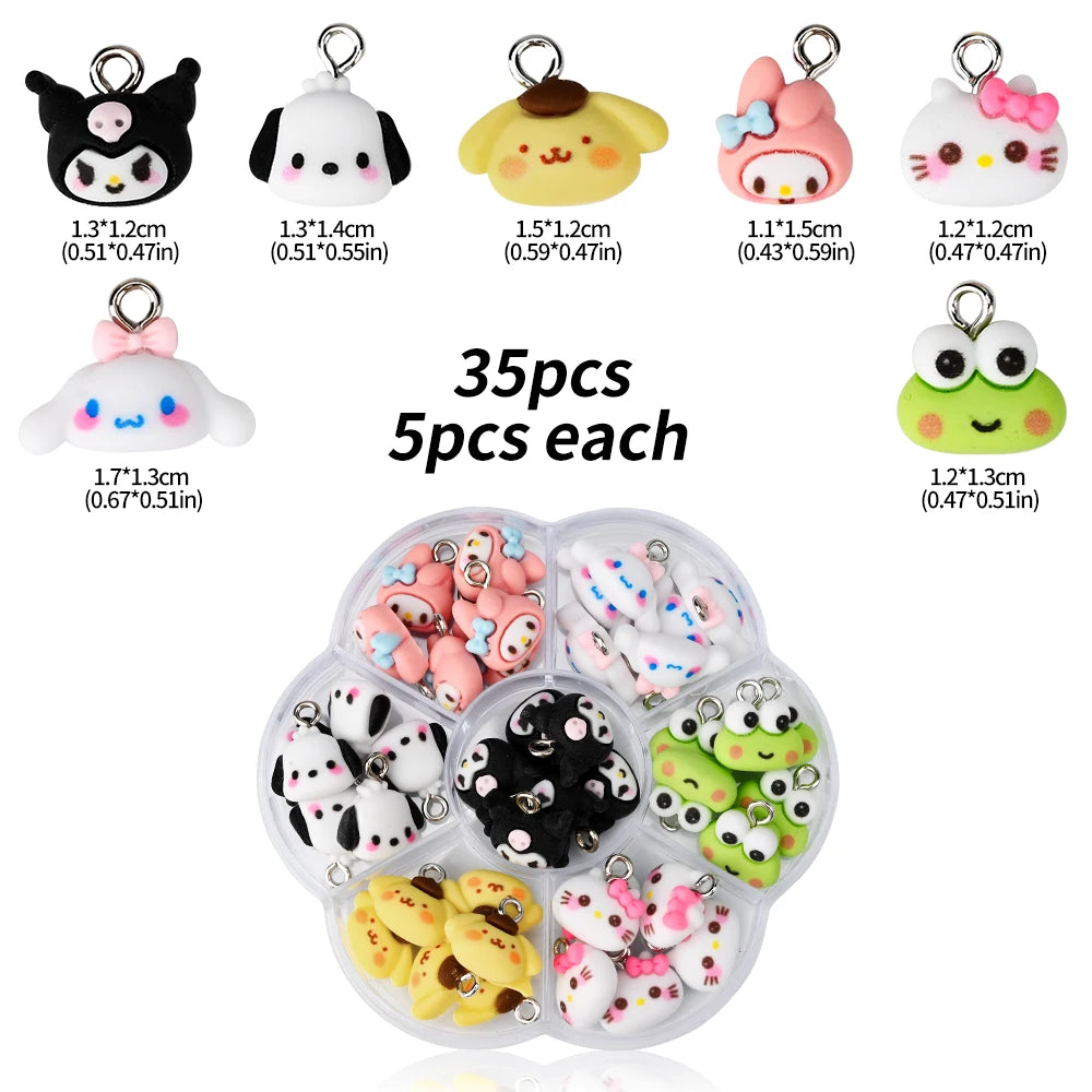 35/50pcs Kuromi Hello Kitty Pendant Charms for Earring Bracelets Necklace Jewelry Making DIY Pendants Keychain Accessory