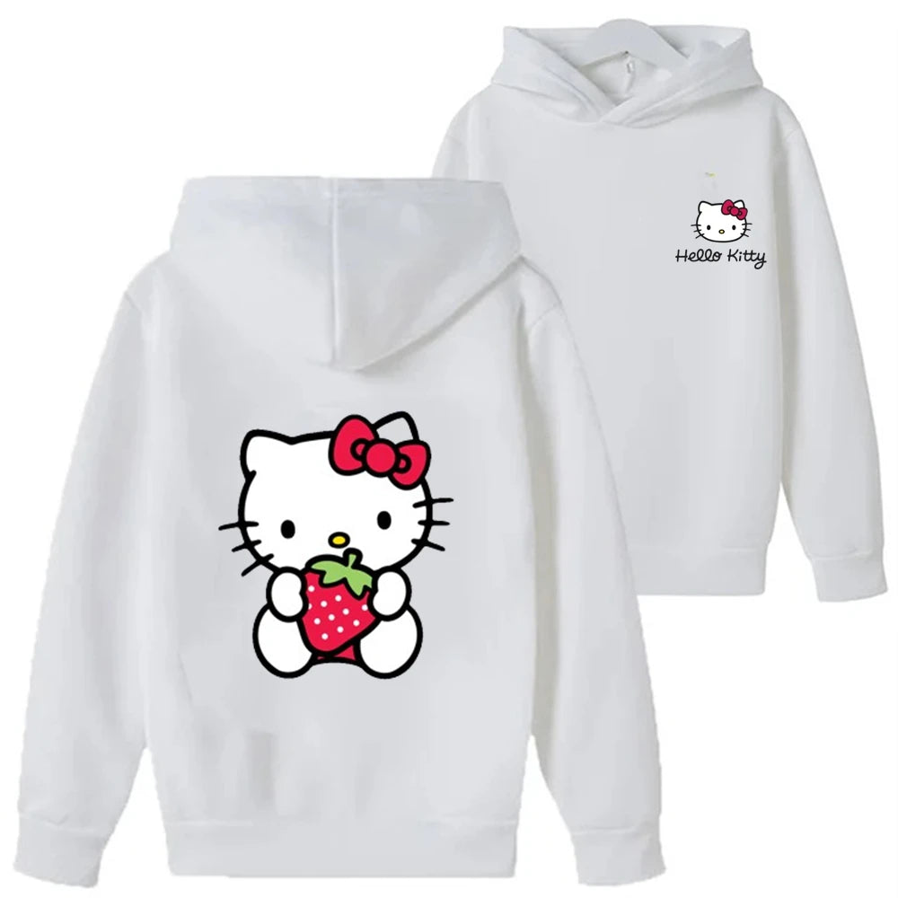 New red Leisure Sweatshirt Hello Kitty Kids Clothing  Age 3-12 Toddler Top Children's Hoodie print Boy Girls' Coat Long Sleeve