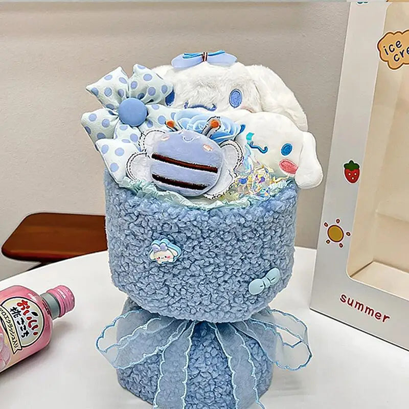 Hello Kitty Bouquet Cute Cartoon Plush Doll Flower Cinnamoroll Kuromi My Melody Toys Flower Girl & Child Holiday Gifts