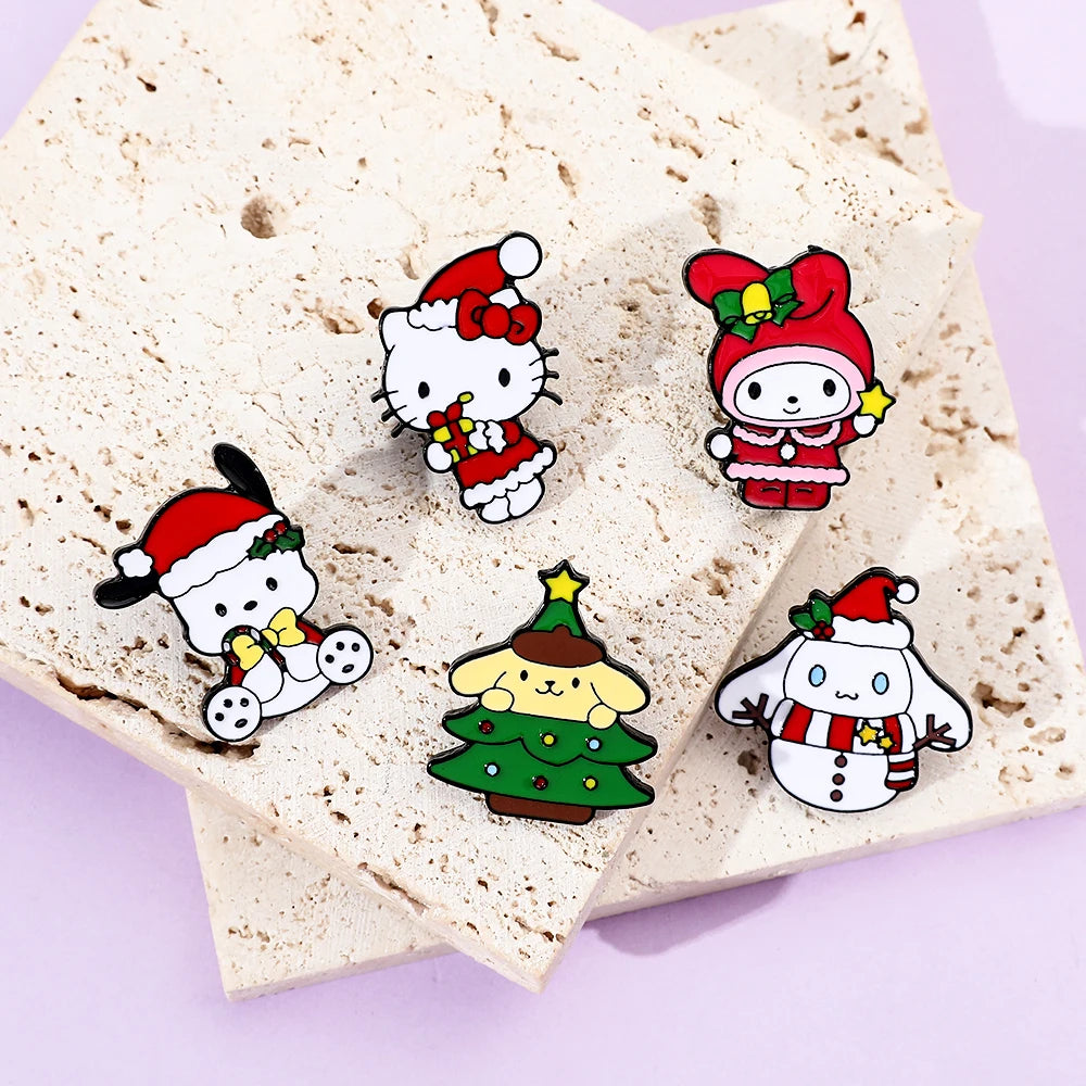 5 Pcs Cartoon My Melody Brooch Fashion Pochacco Hello Kitty Enamel Pin Clothing Hat jewelry Metal Badge Accessories Gift