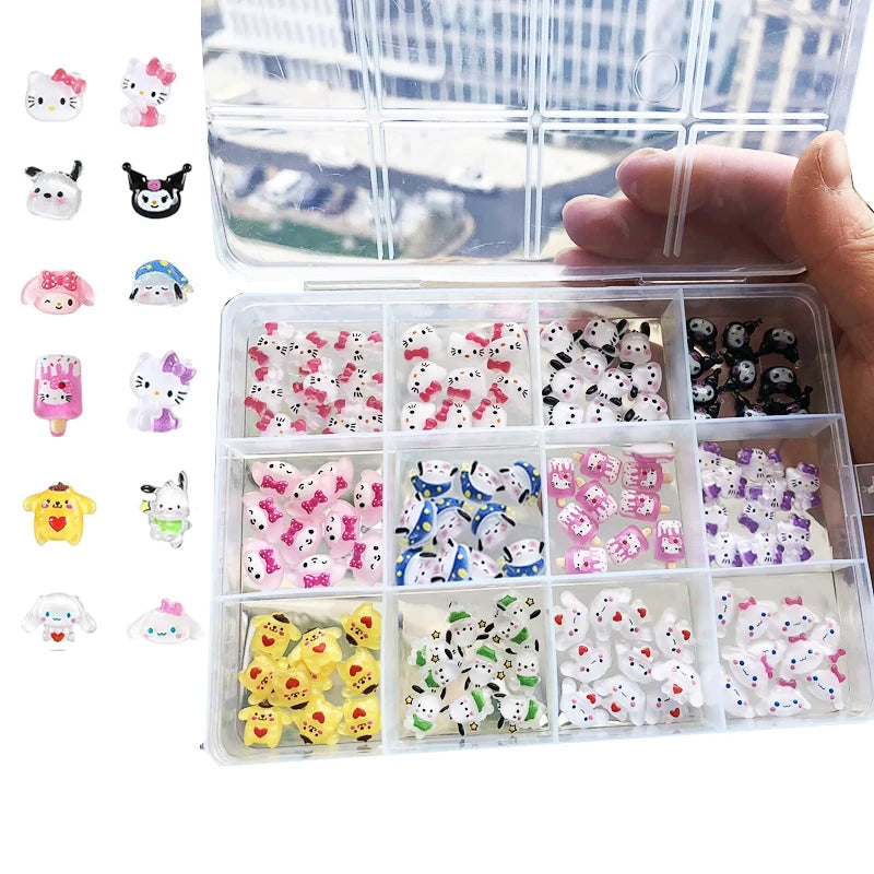 Hello Kitty DIY Nail Art Jewelry Decor Kawaii Kuromi Charms For Manicure DIY Nail Parts Rhinestone Toy Gift for Girls