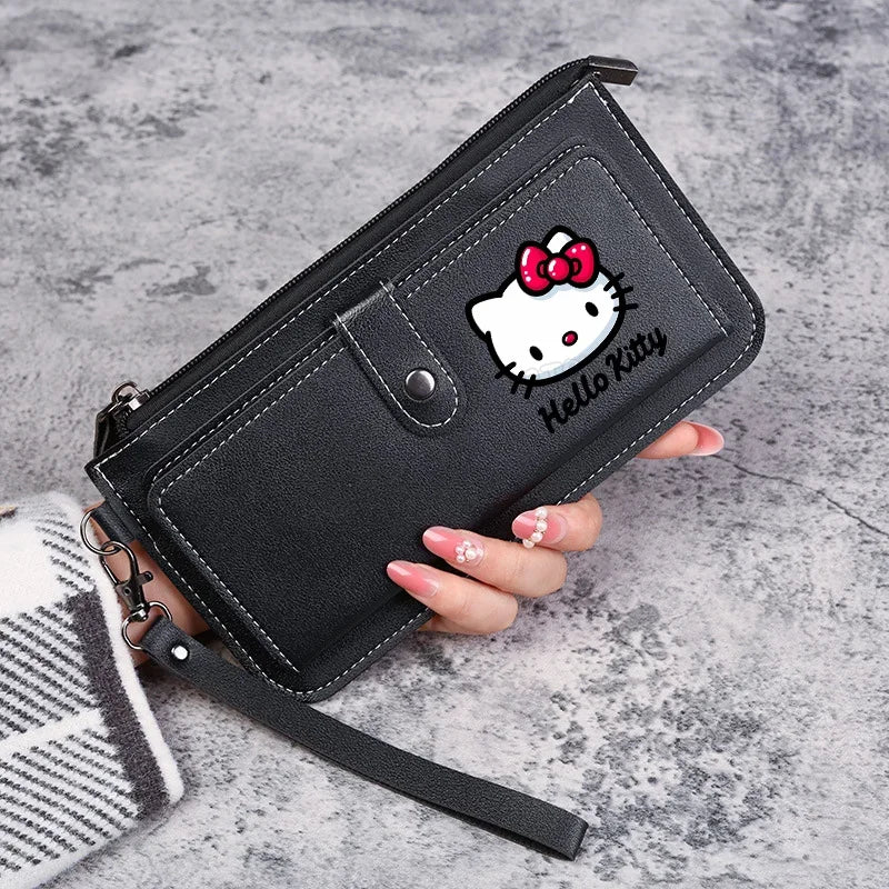 Hello Kitty Women Wallets PU Leather Female Purse Multi-Cards Holder Coin Foldable Wallet Zipper Billfold Hipster Credit Gift