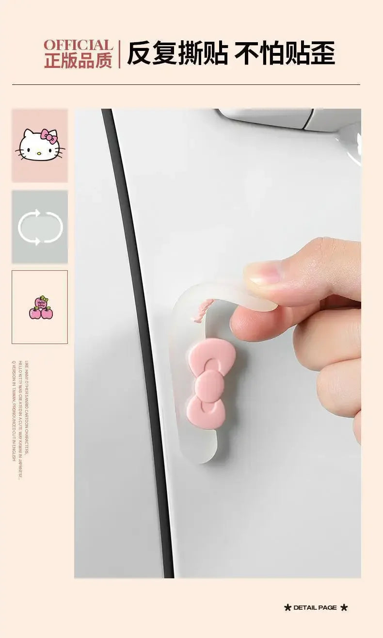 Kawaii Genuine Sanrio Car Door Anti-Collision Strip Hello Kitty Cartoon Rearview Mirror Anti-Scratch Car Sticker Cute Car Gift