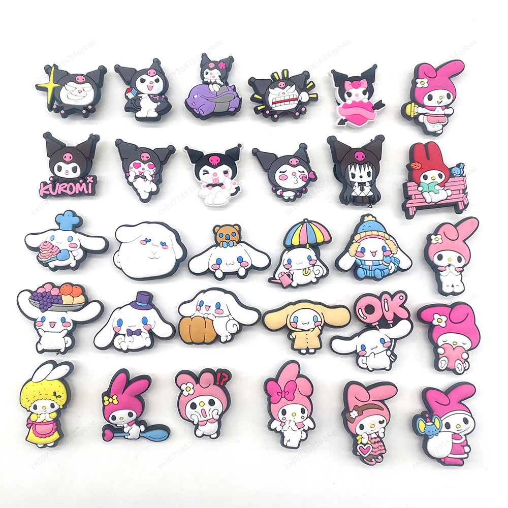 Shoe Charms Accessories 10Pcs Kuromi My Melody Charm Shoe Decration DIY Adult and Kid Sandals Shoe Accessories