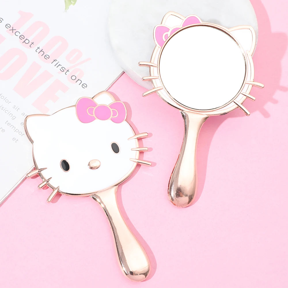 Sanrio Hello Kitty Mini Hand-held Makeup Mirror Cute Hello Kitty Portable Single Handle Mirror for Spa Accessory Gifts