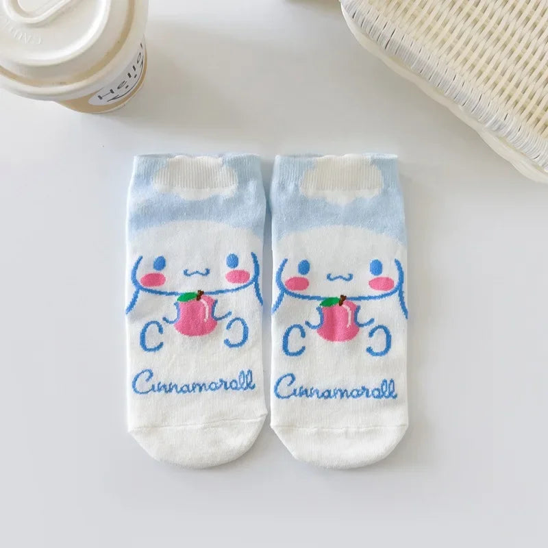 Hello Kitty Cartoon Women's Socks Cute Animal Socks Spring Summer Fall Boat Socks Fashion Everything with Preppy Look