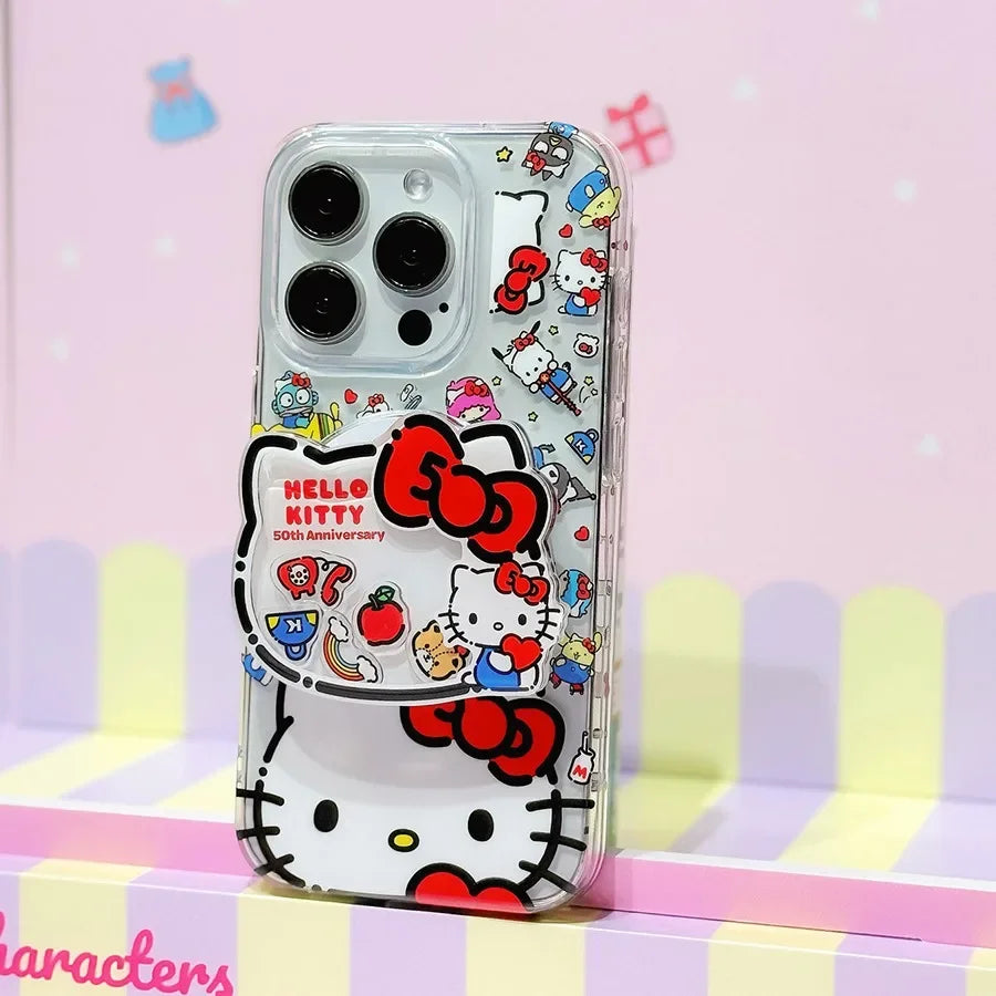 50th Anniversary Hello Kitty Shaker Airbags Magnetic Mobile Phone Holder Anime Kawaii Sanrio Kt Cat Girls Phone Accessory Gift