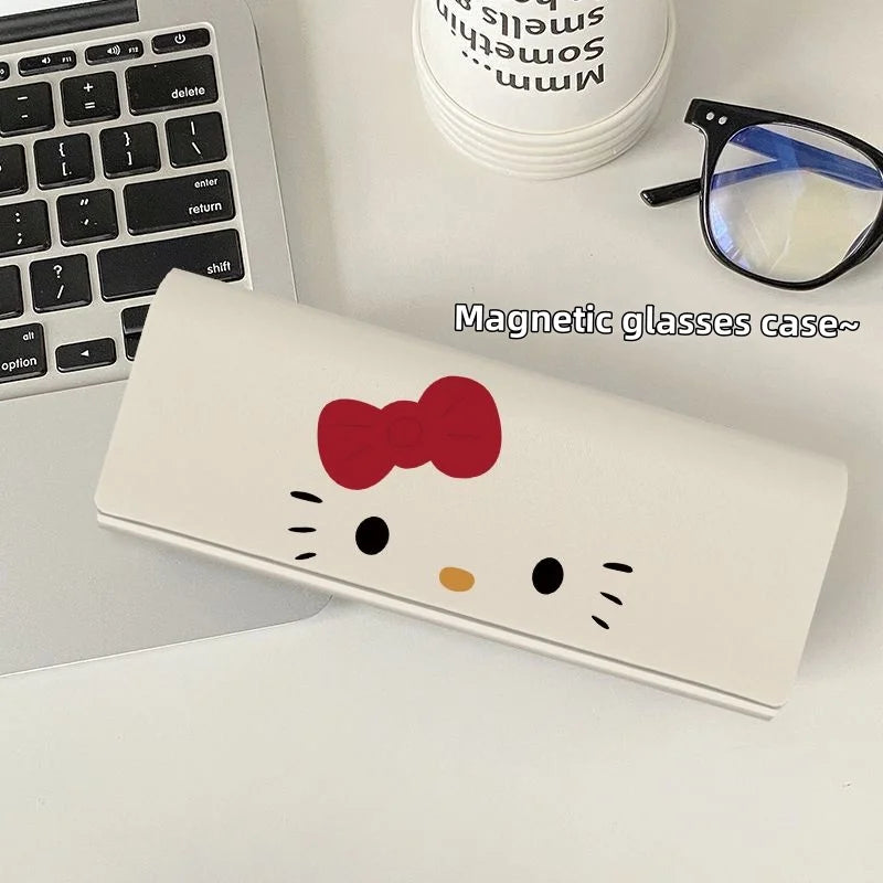 Kawaii Hello Kitty Glasses Case Cartoon Cute Portable Anti-Pressure and Anti-Fall Myopia Eye Box Sunglasses Storage Box