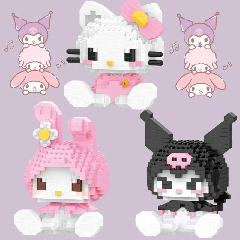 Sanrio Anime Hello Kitty My Melody Cinnamoroll Pompompurin Kuromi Building Blocks Girl Kid Holiday Christmas Gift