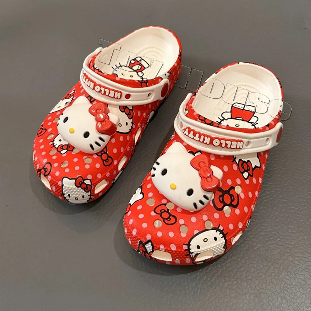 Hello Kitty Hole Sandals Slippers Kt Cat Sandals Kawaii Eva Anime Home Beach Shoes Summer Slippers Adult Kids Gift