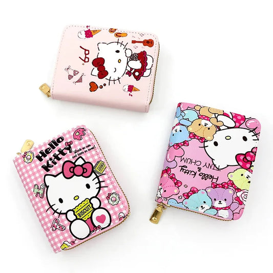 Cute Wallet Hello Kitty Coin Purse Kawaii Leather Card Holder Women Pu Casual Money Card Bag Kids Birthday Gift for Girls