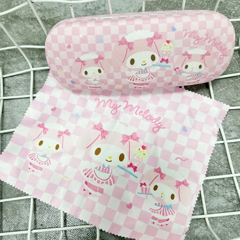 Anime Hello Kitty Glasses Case Y2K Kawaii Kurom Portable Anti Extrusion Sunglasses Storage Box Creative Travel Portable