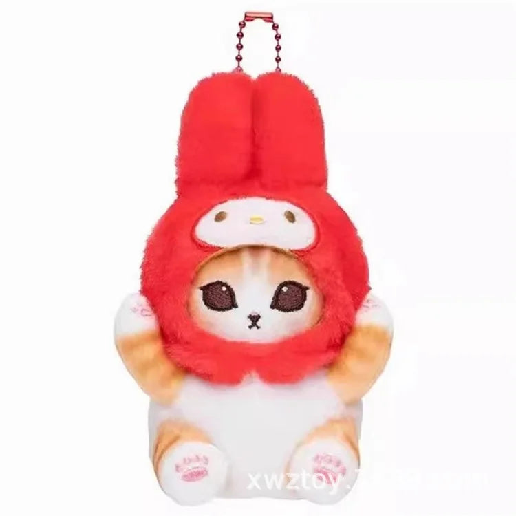 Kawaii Plush Keychain Pendant Cartoon Mofus and Shark Cat Cross-Dressing Hello Kitty Kuromi doll stuff Backpack Decor Toys