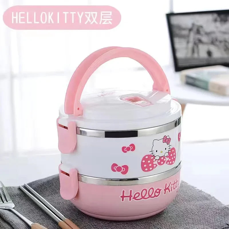 Hello Kitty Lunch Box Lunch Bag Kawaii Portable for School Kids Picnic Bento Box Food Box with Compartments Storage Containers