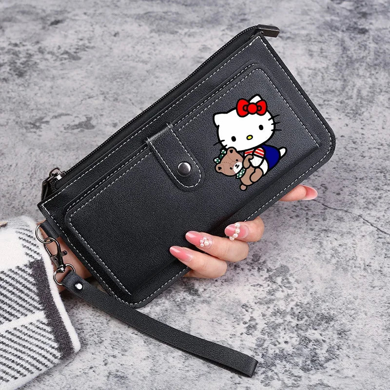 Hello Kitty Women Wallets PU Leather Female Purse Multi-Cards Holder Coin Foldable Wallet Zipper Billfold Hipster Credit Gift