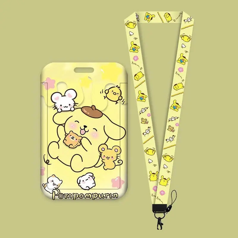 Cartoon Lanyard Card Sleeve kawaii Hello Kitty Kuromi My Melody ID Card Bus And Subway Access Work Permit Card Sleeve