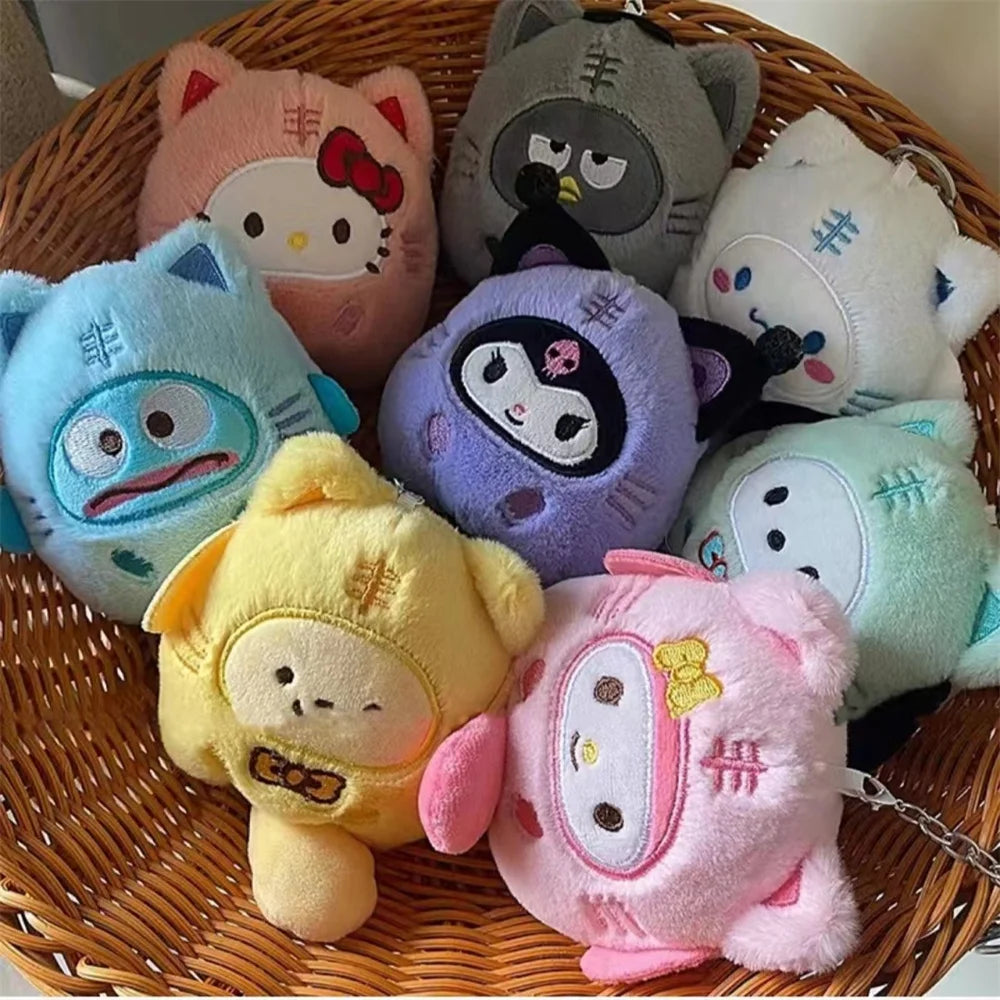 Hello Kitty Plush Keychain Dolls Kawaii Kuromi Cinnamoroll Cartoon Plush Backpack Pendant Accessories Girls Gifts Toys