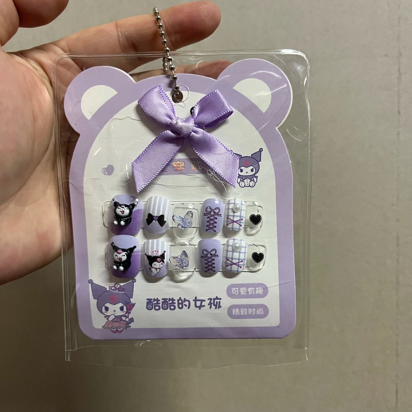 12 PCS Cartoon Sanrio Hello Kitty Kids Press on Nails Cute Kuromi  Cinnamoroll Kid DIY with Jelly Glue Nail Patch Girl Toy Gifts