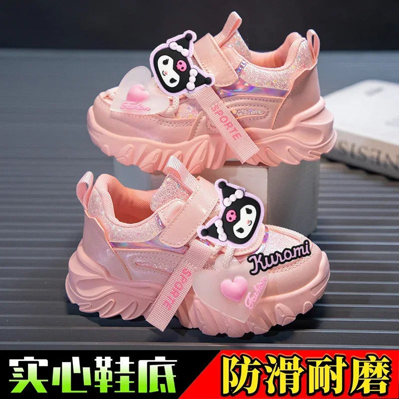 hello kitty Sneakers girls high-top sports shoes kuromi spring and autumn new cartoon casual shoes children's board shoes