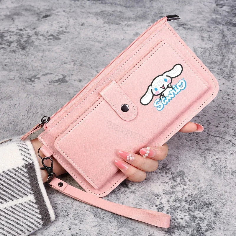 Hello Kitty Kuromi Women Wallets PU Leather Female Purse Multi-Cards Holder Coin Foldable Wallet Zipper Billfold Hipster Credit