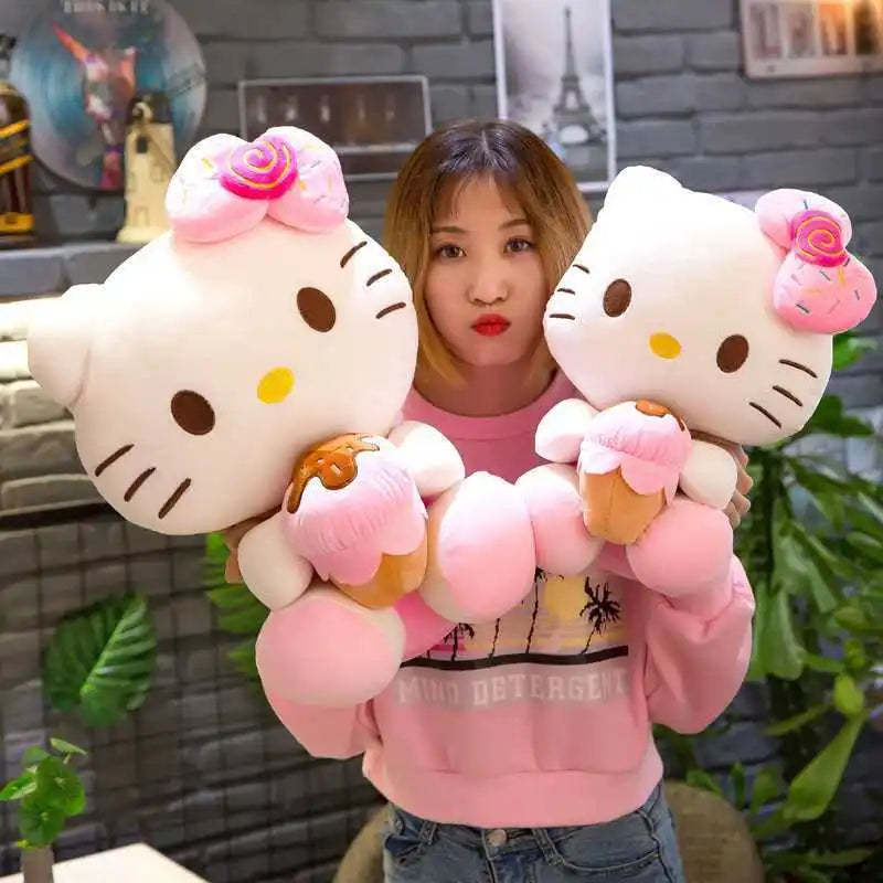 Hello Kitty Kawaii Plush Toys Dolls Ice Cream Soft Stuffed Pillow Anime Animal Decor Christmas Gift Plushies For Girl Gifts Kids