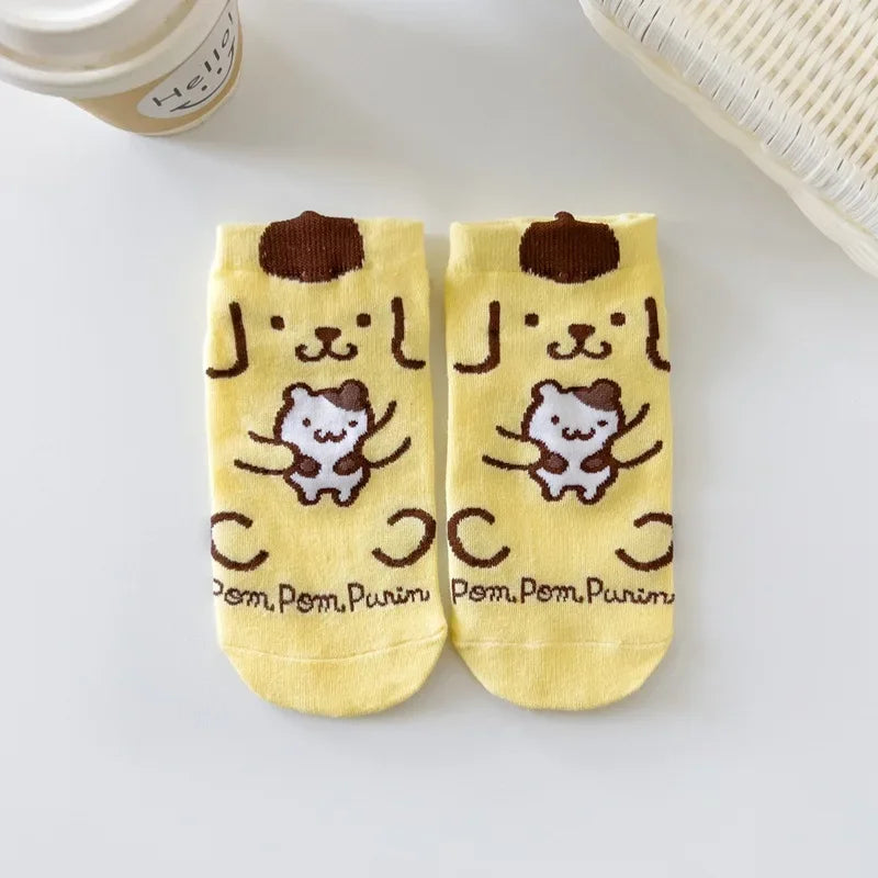 Hello Kitty Cartoon Women's Socks Cute Animal Socks Spring Summer Fall Boat Socks Fashion Everything with Preppy Look