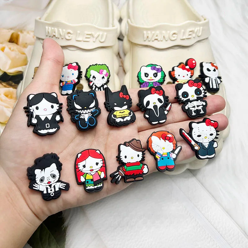 1-18pcs Hello Kitty Shoes Charms DIY shoe Accessories For Sneakers Shoe Decoration for Women Men Christmas Gift