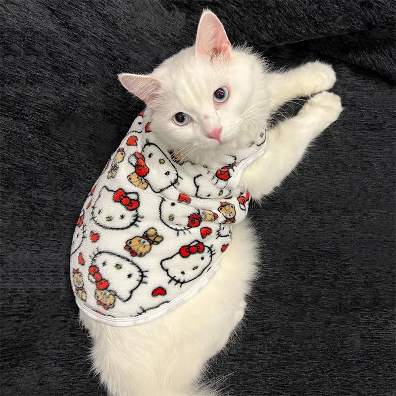 Kawaii Hello Kitty Cat Sweater Costume Winter Warm Pet Clothes for Cats Pullover Mascotas Clothing Gatos Products for Animals