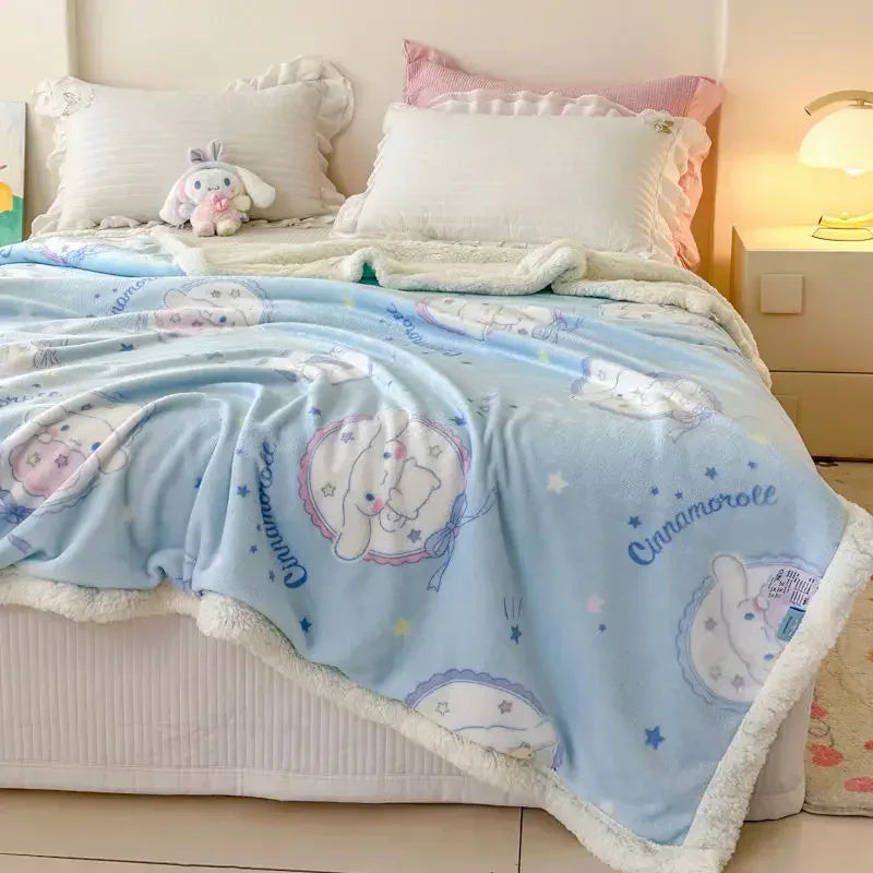 Cinnamoroll My Melody Anime Ins Milk Fleece Blanket Cute Hello Kitty Kawaii Warm Nap Sofa Cover Gifts for Kids