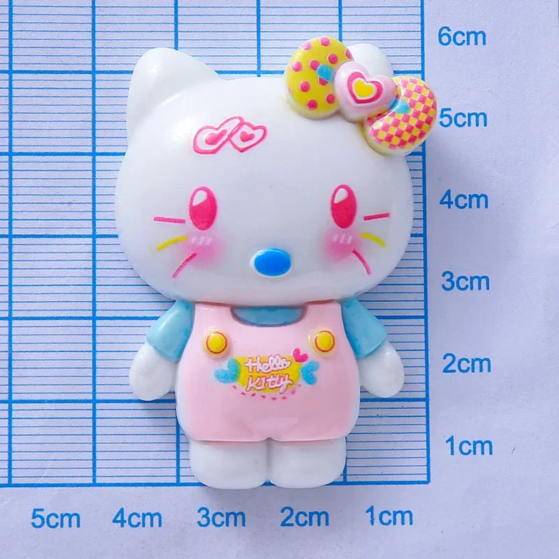 2pcs Glossy Cartoon Large Hello Kitty Resin Flatback Cabochons for DIY Jewelry Making Sanrio Kt Hair Accessories Clip Material